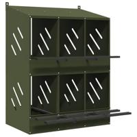 Kippennestkastje met 6 vakken olijfgroen metaal - thumbnail
