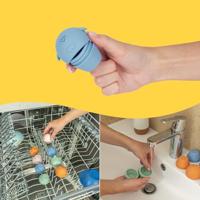 Badabulle Set van 4 badsproeiers - Zacht siliconen badspeelgoed - Open om te wassen - thumbnail