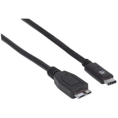 Manhattan USB 3.1 Aansluitkabel [1x USB-C stekker - 1x Micro-USB 3.0 B stekker] 1.00 m Zwart UL gecertificeerd