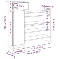 Schoenenkast Zwart Eiken 100,5 x 28 x 100 cm Bewerkt hout - thumbnail