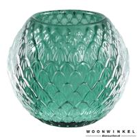Luxury Glass Green dark round tealight - thumbnail