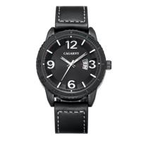 CAGARNY 9857 Fashion Quartz beweging polshorloge met lederen Band(Black) - thumbnail