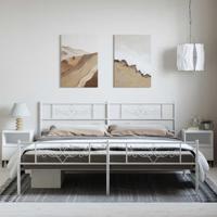 Bedframe met hoofd- en voeteneinde metaal wit 193x203 cm - thumbnail
