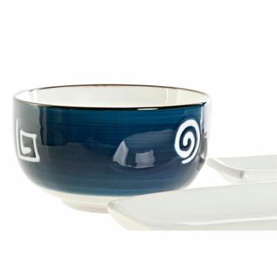 Sushi-set DKD Home Decor 33,5 x 34,5 x 9 cm Porselein Wit Marineblauw Orientaals (33,5 x 34,5 x 9 cm)