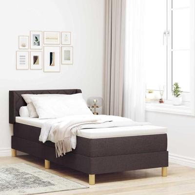 Boxspringbed met matras Donkerbruin 90 x 190 cm Stof