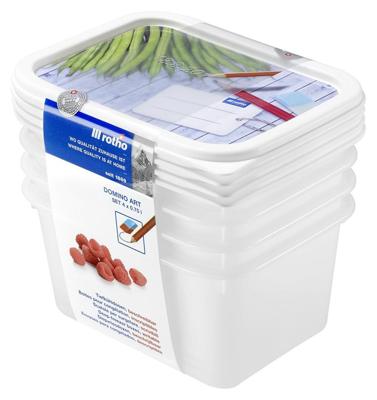 Rotho Domino Diepvriesdozen Etiket Decor 4x0.75L Wit