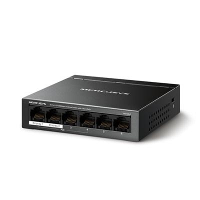 Mercusys MS106LP netwerk-switch Managed Fast Ethernet (10/100) Power over Ethernet (PoE) Zwart