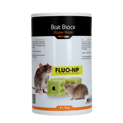 Knock Pest Lokmiddel Blok voor muis&rat Fluo-NP 8 x 15 g