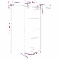 Schuifdeur met Hardware Set 86x211 cm Massief Vurenhout - thumbnail