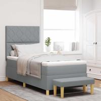 Boxspringbed met Matras & Bank Lichtgrijs 100x200 cm Stof - thumbnail