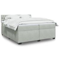 Boxspring met matras fluweel lichtgrijs 200x200 cm - thumbnail