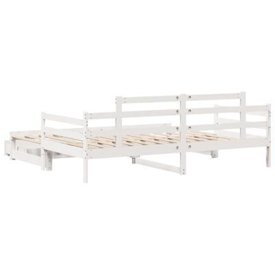 Slaapbank met onderschuifbed/lades zonder matras 90x190 cm wit - thumbnail