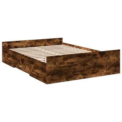Bedframe met lades bewerkt hout gerookt eikenkleurig 135x190 cm