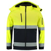 Tricorp softshell jack - Bi-color - Safety - 403007 - fluor geel/marine blauw - maat XL - thumbnail