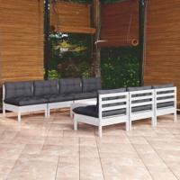 8-delige Loungeset met antracietkleurige kussens grenenhout - thumbnail