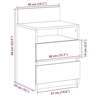 Nachtkastje met 2 lades 40x33x60 cm betongrijs Nachtkastje met 2 lades 40x33x60 cm betongrijs
