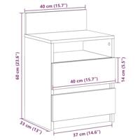 Nachtkastje met 2 lades 40x33x60 cm betongrijs - thumbnail