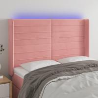 Hoofdbord LED 147x16x118/128 cm fluweel roze - thumbnail