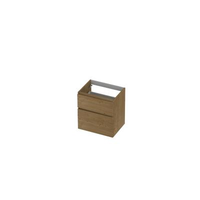 INK - Onderkast 2 Laden Greeploos Fineer Eiken met Houten Keerlijst A-symmetrisch - 600x450x650 Mm - Natur Fineer