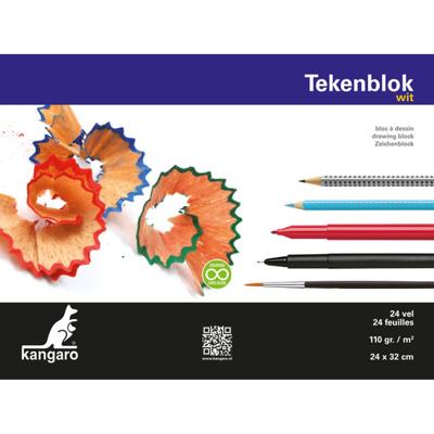Kangaro tekenblok A4+ 110 gram 24 vel wit