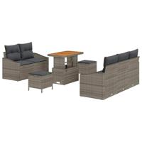 Tuinbankenset met kussen 8 pcs Grijs poly rattan - thumbnail