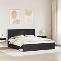 Bedframe met hoofdeinde Zwart 200 x 200 cm Massief grenenhout - thumbnail