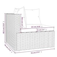 5-delige Loungeset met kussens poly rattan bruin - thumbnail