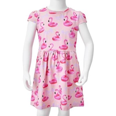 Kinderjurk flamingozwembandprint 140 lichtroze - thumbnail