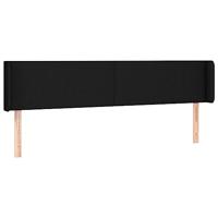 Hoofdbord met randen 203x16x78/88 cm stof zwart - thumbnail