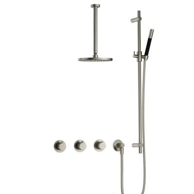 Hotbath Cobber - CB7067 - Inbouw Regendoucheset - Geborsteld Nikkel - 2 Stopkranen - Thermostatisch - Plafondbuis 30 cm - Hoofddouche 200 mm - Staafhanddouche - Glijstang 900 mm - Waterbesparend