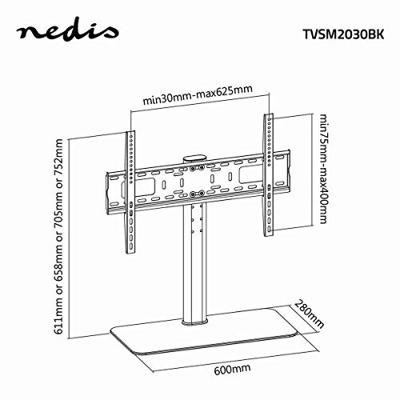 Nedis TVSM2030BK Vaste Tv-standaard 32 - 65" Max. 45 Kg 4 Hoogtestanden - thumbnail