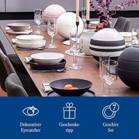 Villeroy & Boch Serviesset La Boule - Zwart / Wit - 7-delig / 2 personen - 2x kom, 2x schaal, 2x universeel bord, 1x serveerschaal - thumbnail