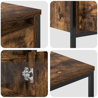 Badkamermeubelset 3 pcs Gerookt Eiken en Zwart Bewerkt hout