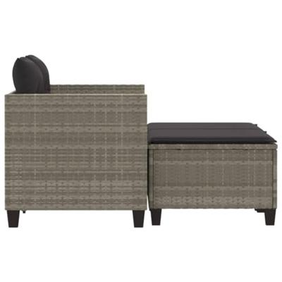 Tuinbank 2-zits met voetenbanken poly rattan lichtgrijs Tuinbank 2-zits met voetenbanken poly rattan lichtgrijs