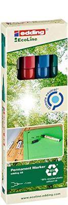 Edding 25 EcoLine 4-25-4 Permanent marker Zwart, Rood, Blauw, Groen Watervast: Ja