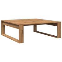 Salontafel 100x100x35 cm bewerkt hout artisanaal eikenkleurig - thumbnail