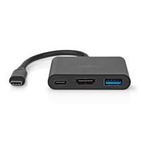 Nedis CCGB64770BK01 Usb Multi-port Adapter Usb 3.2 Gen 1 Usb-c™ Male Hdmi™ Output / Usb-a Female / Usb-c™ Female 5 Gbps 0.10 M Rond Vernikkeld Pvc Zwart Doos - thumbnail