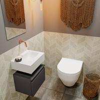 Mondiaz Andor toiletmeubel 40cm donkergrijs met witte wastafel rechts zonder kraangat - thumbnail