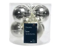 Decoris kerstballen Glas 6st zilver 8cm - thumbnail