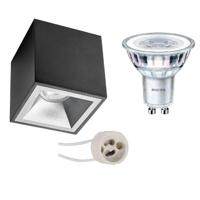 Philips CorePro Dimbare Opbouwspot Set 3W GU10 - Vierkant Mat Zwart/Zilver - thumbnail