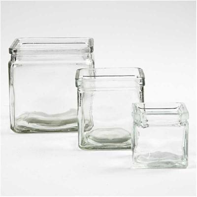 Creativ Company Vierkant glas, h: 5,5 cm, afm 5,5x5,5 cm, 12 stuk/ 1 doos - thumbnail