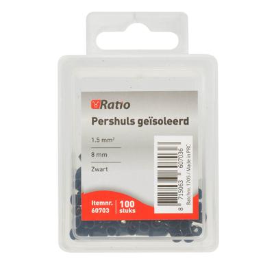 Adereindhulzen geisoleerd 1.5mm 8.0 mm zwart 100 stuks in doosje