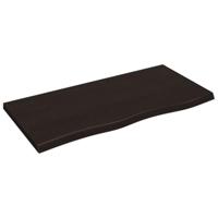 Wastafelblad 100x50x(2-4) cm behandeld massief hout donkerbruin - thumbnail