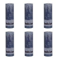 Bolsius Rustiekkaarsen 6 st 190x68 mm blauw - thumbnail