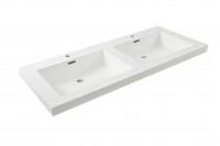 Wiesbaden Vision wastafel dubbel met 2 kraangaten 120x46x5,5 cm kunstmarmer glans wit - thumbnail