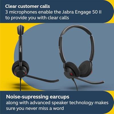 Jabra Engage 50 II On Ear headset Kabel Stereo Zwart Telefoon Jabra Engage 50 II On Ear headset Kabel Stereo Zwart Telefoon