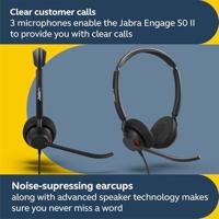 Jabra Engage 50 II On Ear headset Kabel Stereo Zwart Telefoon - thumbnail