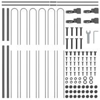 Tuinhek 3 pcs Grijs 5,1 x 1,5 m Poedercoating staal - thumbnail