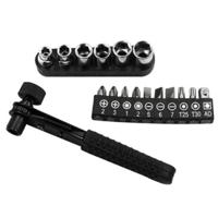 17 STKS/set Mini 1/4 inch drive hoofd mini Ratchet moersleutel schroevendraaier bit en socket - thumbnail