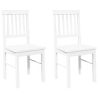 Eetkamerstoelen met kussens 2 st massief hout rubber wit - thumbnail